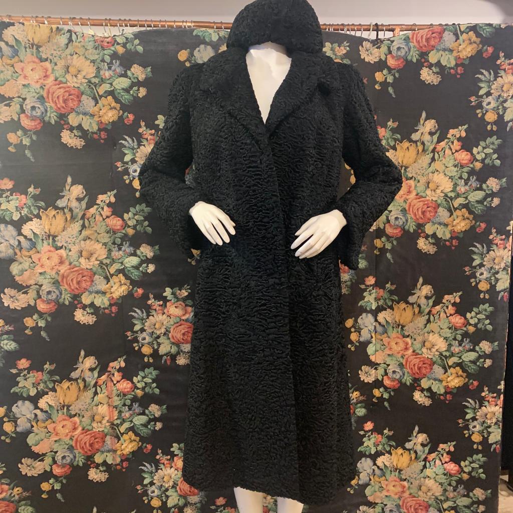 Black lamb fur coat best sale